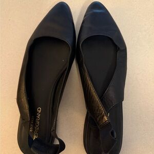 Cole Haan Black Leather Slingback Flats - Zerogrand - pointed toe